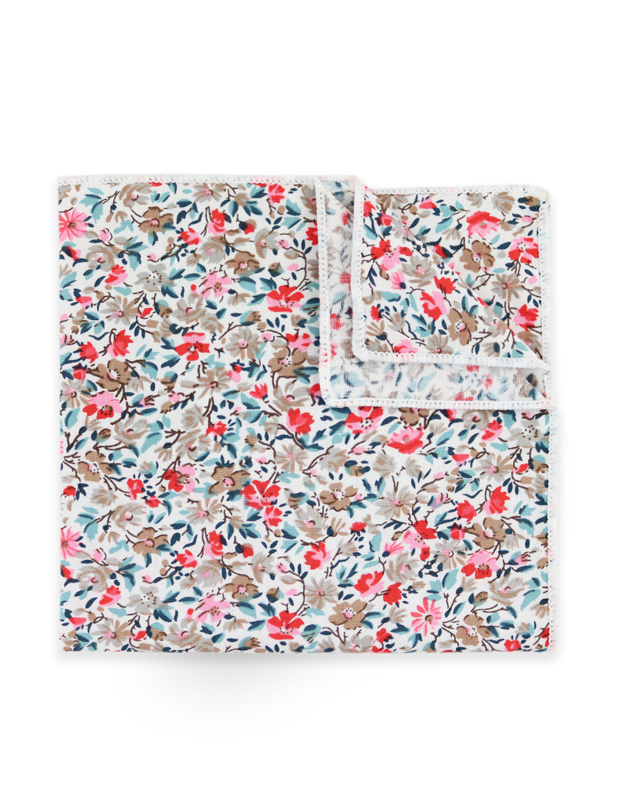 100% Cotton Floral Print Bow Tie - Red & Blue