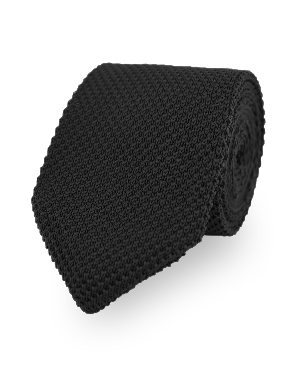 100% Polyester Square End Knitted Tie - Black