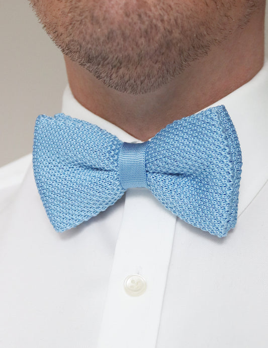 Knitted Bow Tie - Light Blue