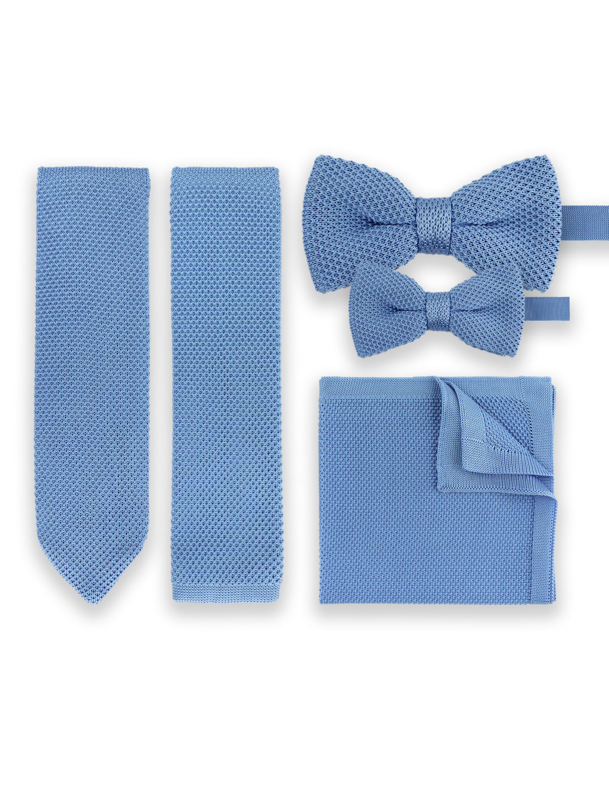 100% Polyester Diamond End Knitted Tie - Light Blue