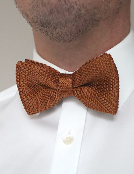 Knitted Bow Tie - Caramel Brown