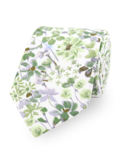 Floral Print Tie - Sage Green