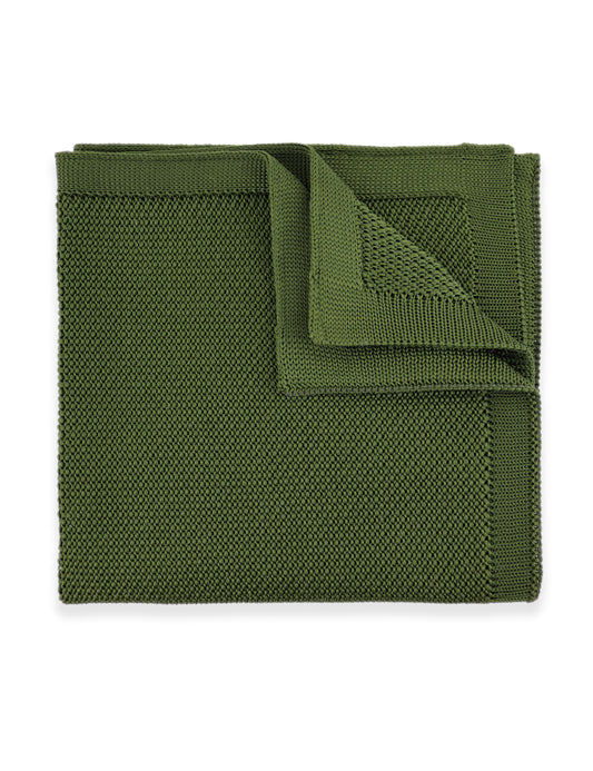 Knitted Pocket Square - Olive Green