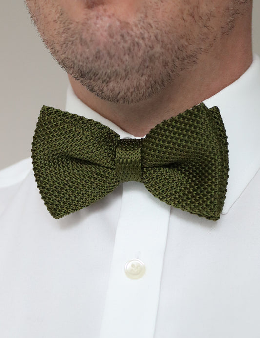 Knitted Bow Tie - Olive Green