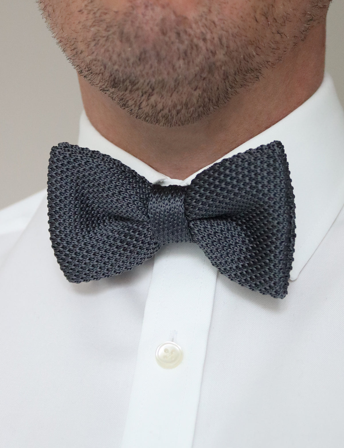 Knitted Bow Tie - Dark Grey