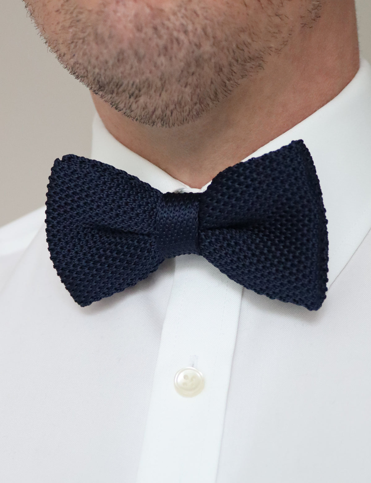 Knitted Bow Tie - Navy Blue