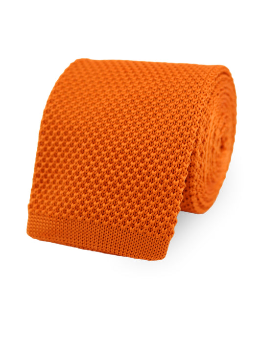 100% Polyester Square End Knitted Tie - Orange