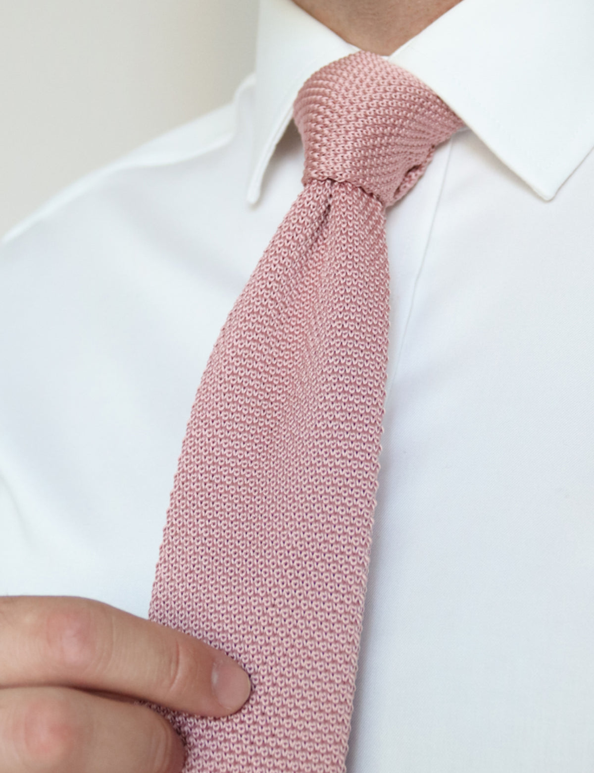 100% Polyester Square End Knitted Tie - Dusty Pink