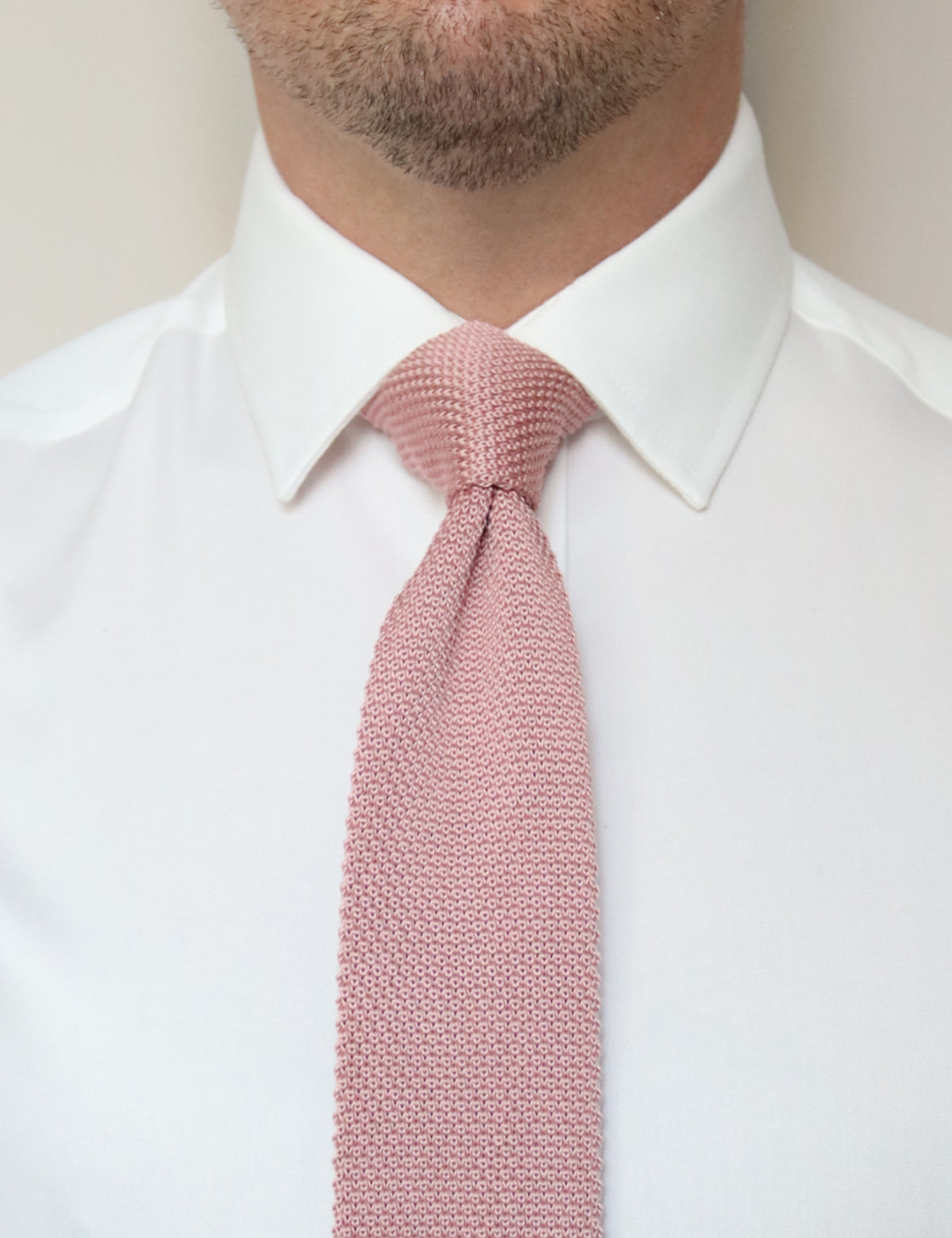 100% Polyester Square End Knitted Tie - Dusty Pink