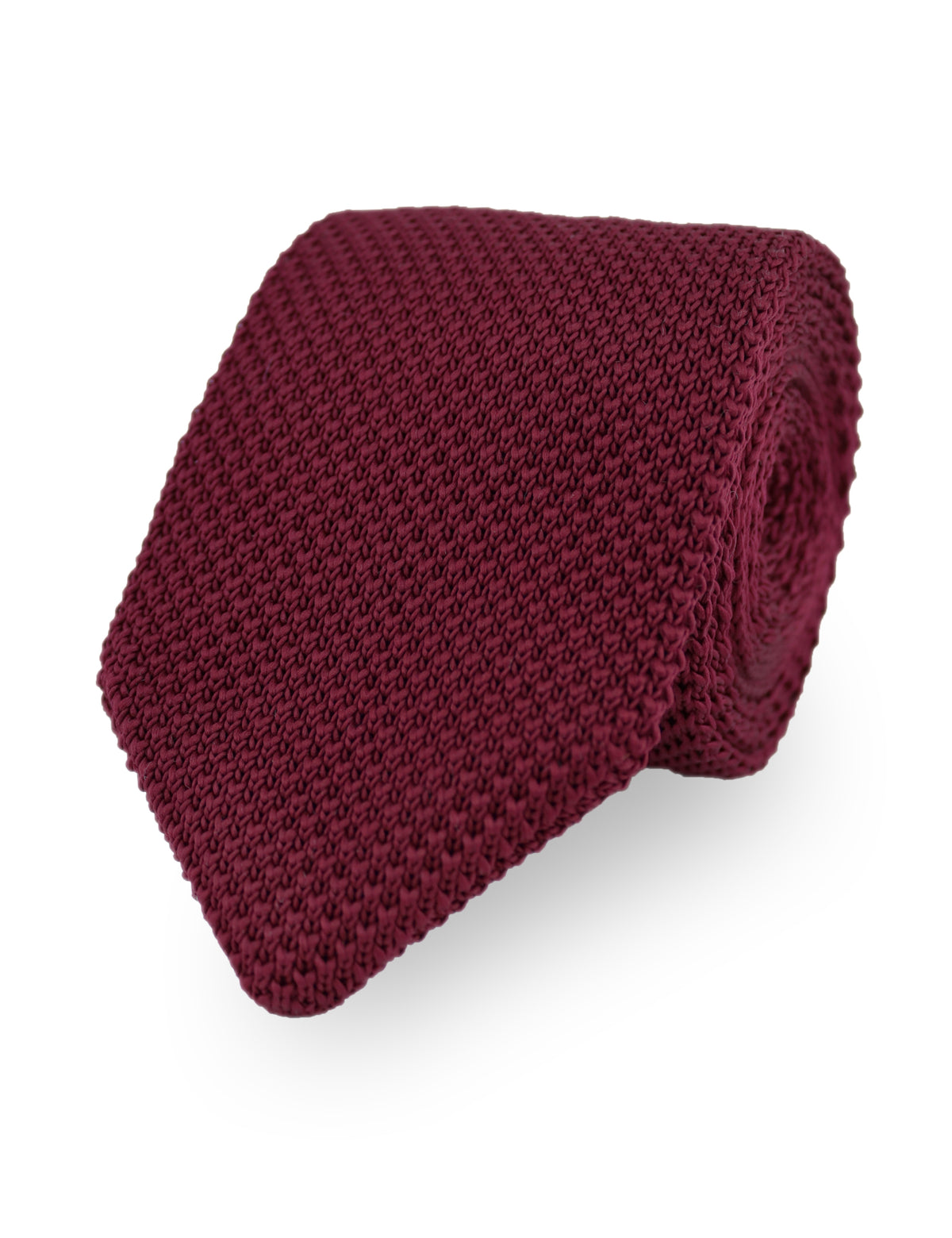 100% Polyester Square End Knitted Tie - Wine Red