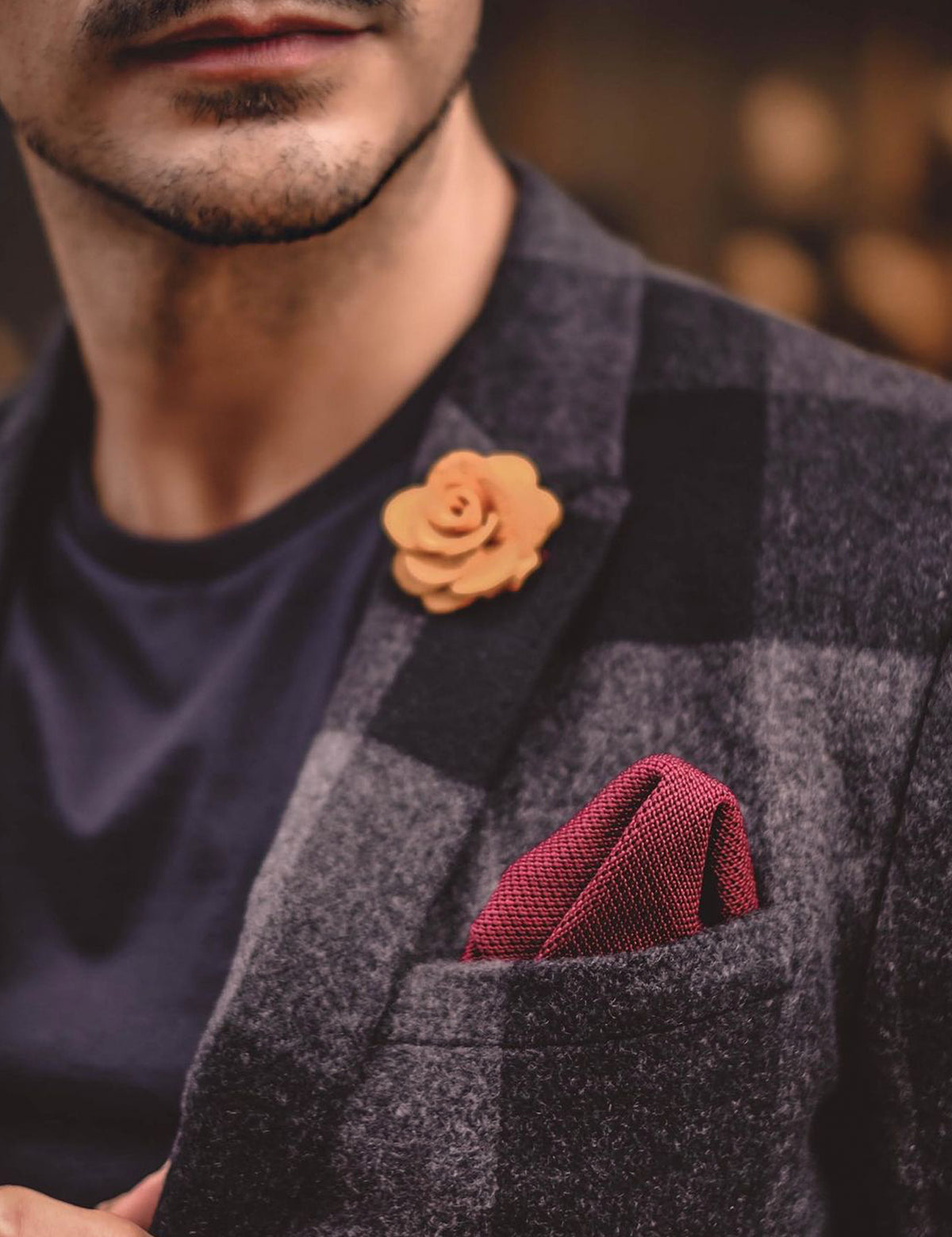 Knitted Pocket Square - Wine Red