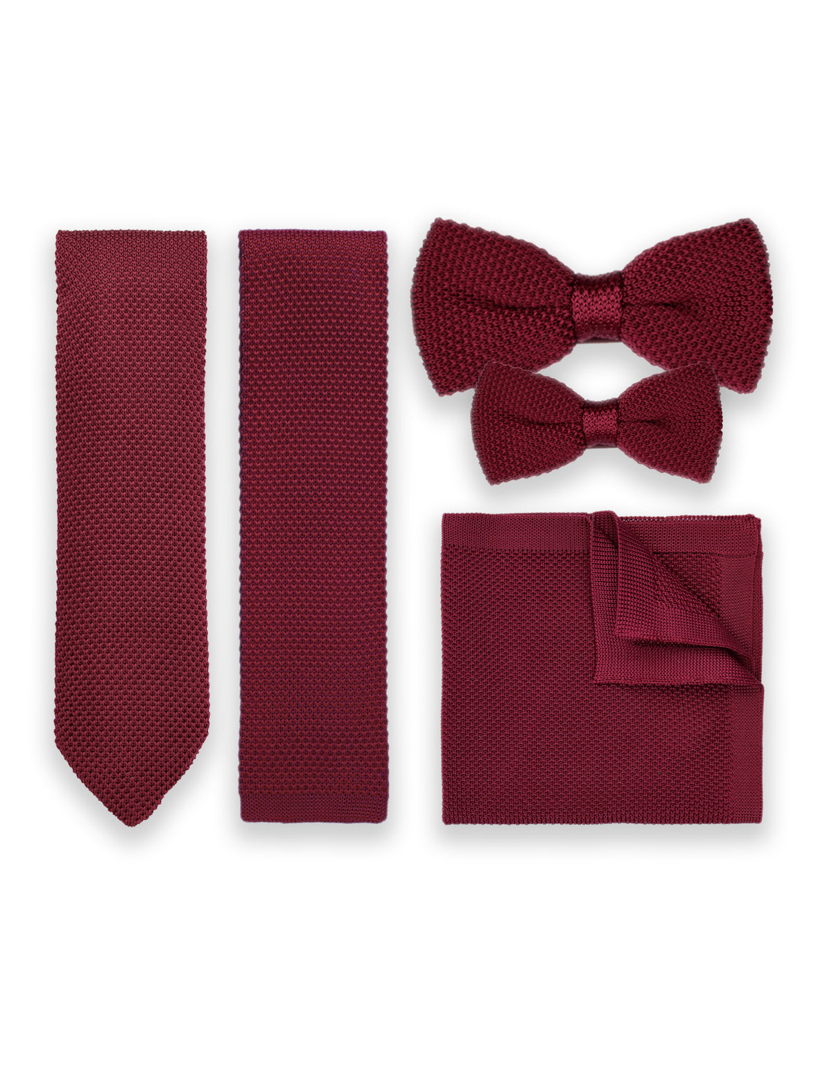 100% Polyester Square End Knitted Tie - Wine Red