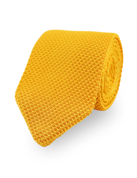 Children's Diamond End Knitted Tie - Mustard Yellow