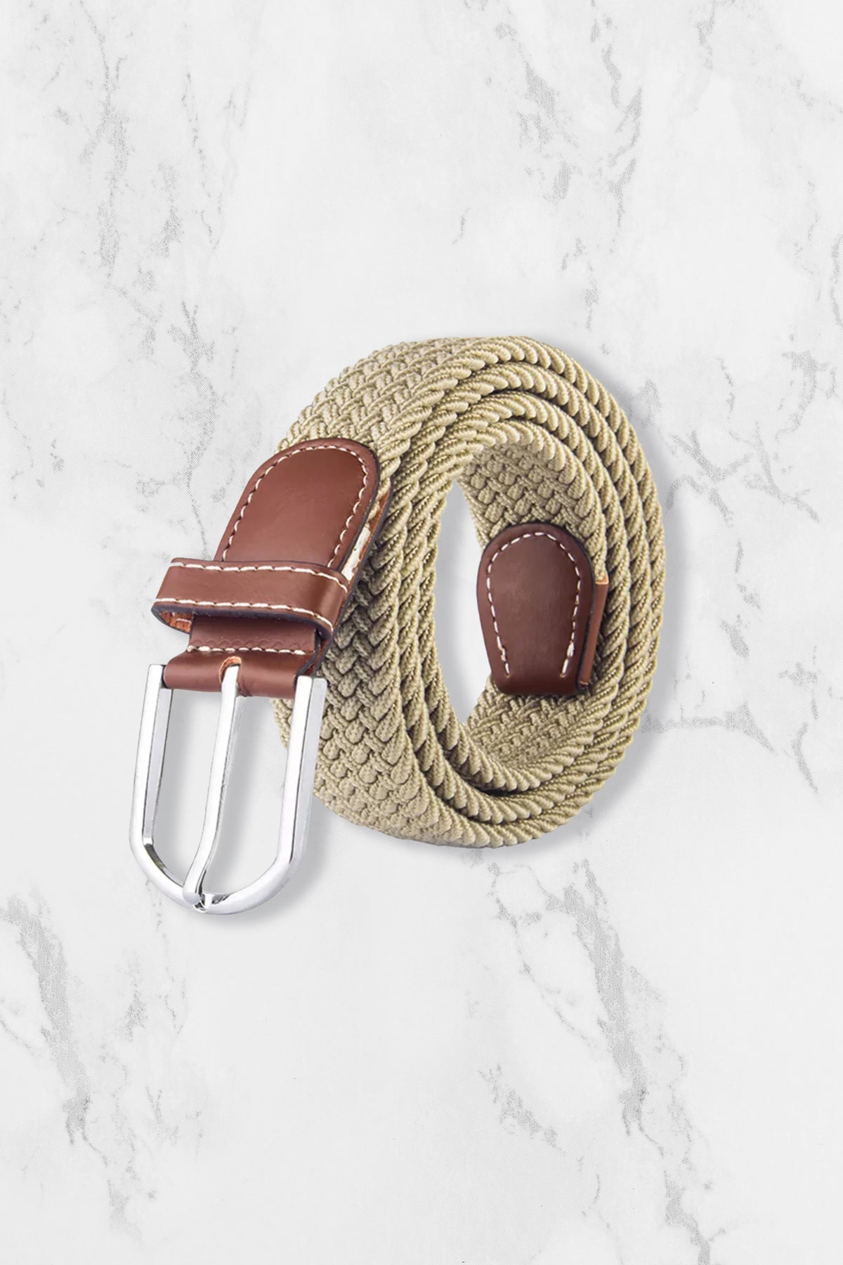 Woven Elasticated Belt - Cream