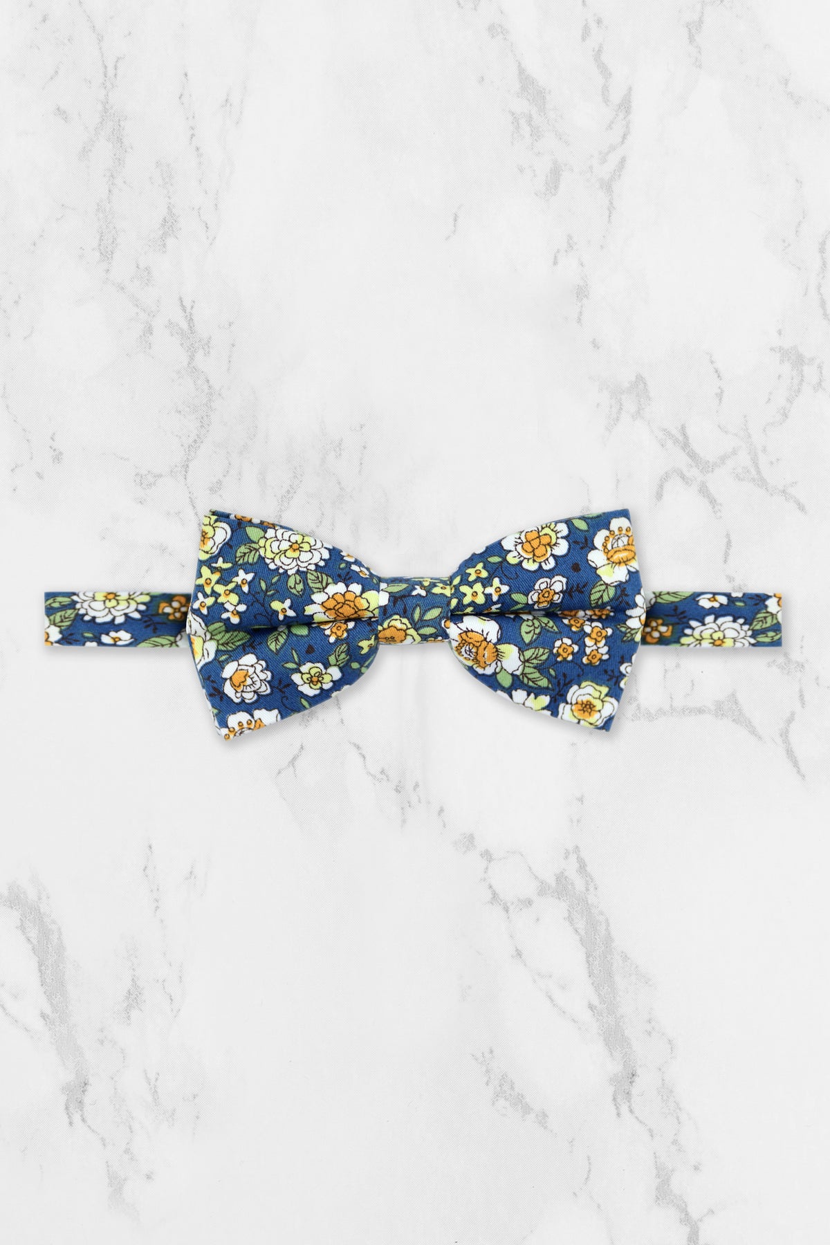 100% Cotton Floral Print Pocket Square - Blue & Yellow