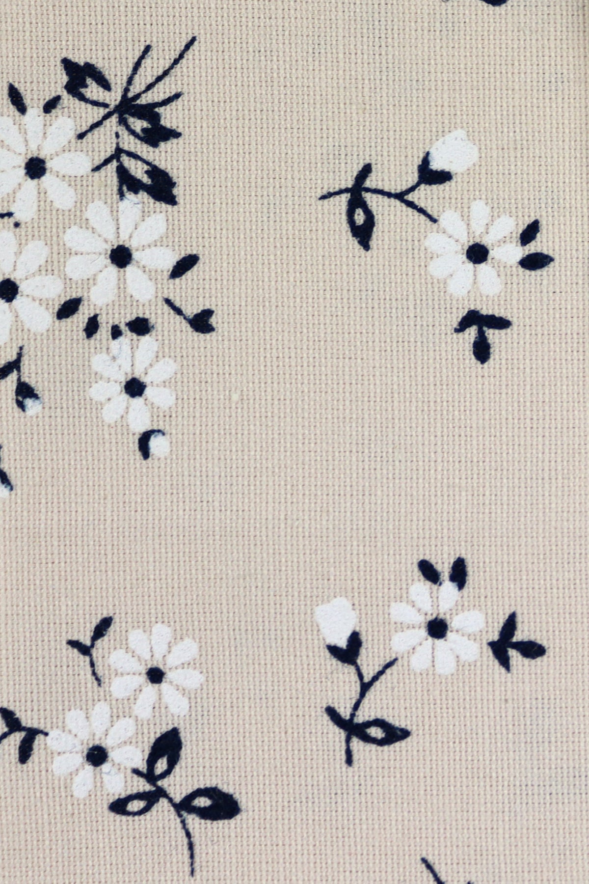 100% Cotton Floral Print Tie - Cream & Navy