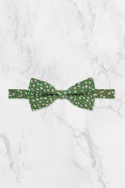 100% Cotton Floral Print Pocket Square - Green & White