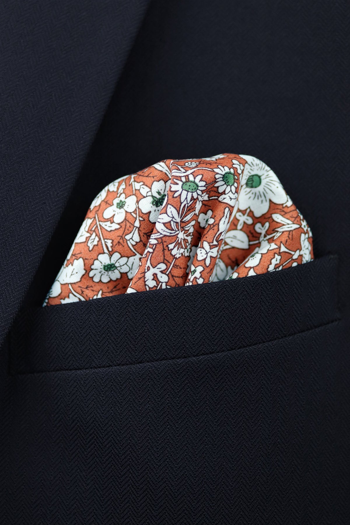 100% Cotton Floral Print Child Bow Tie - Orange & White