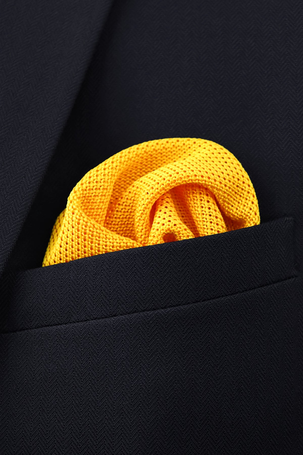 Knitted Pocket Square - Mustard Yellow
